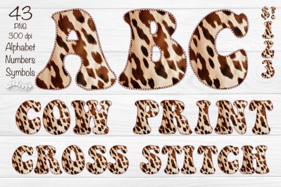 Cow Alphabet PNGs for Cross Stitch & Crafts