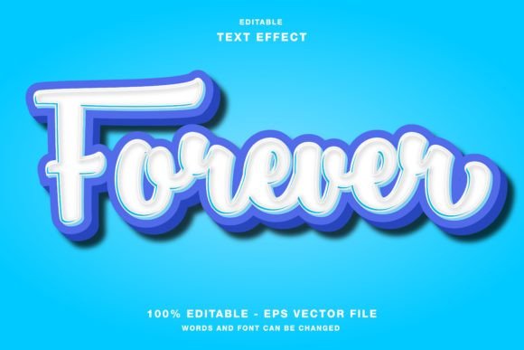 Forever Blue 3D Text Effect for Illustrator