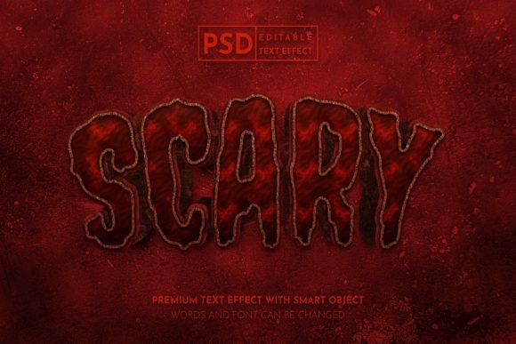 Mastering the Scary 3D Text Effect: Elevating Digital Design with Editable Photoshop Smart Objects