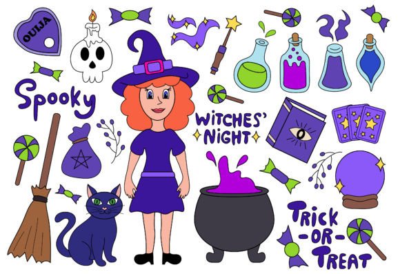 Witch Halloween Clip Art Set Guide